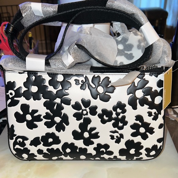 Michael Kors Black and White Floral Shoulder Bag - Picture 1 of 7